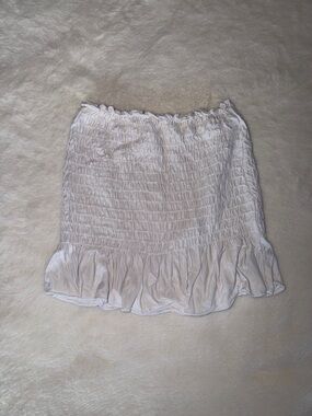 Sky and Sparrow White Smocked Crop Top with Ruffle Hem